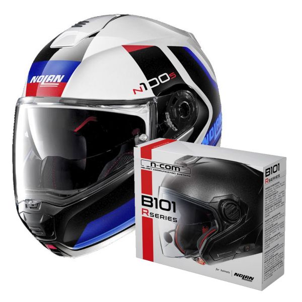 Klapp Nolan N100 5 Hilltop N-Com White Blue 49 + Kit Bluetooth B101R