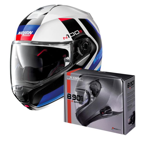 Klapp Nolan N100 5 Hilltop N-Com White Blue 49 + Kit Bluetooth B901 R