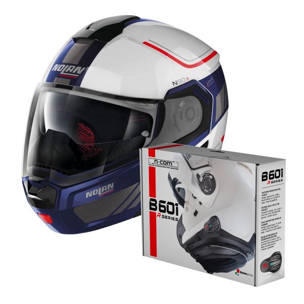 Klapp Nolan N90 3 Voyager N-Com White Blue 20 + Kit Bluetooth B601R