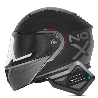 Klapp NOX N968 Tomak Matt Black Red + Kit Bluetooth BT Mini