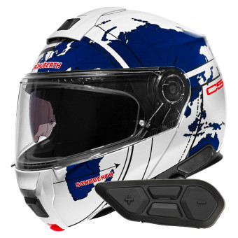 Klapp Schuberth C5 Globe Blue + Kit Bluetooth SC2 C5 - E2