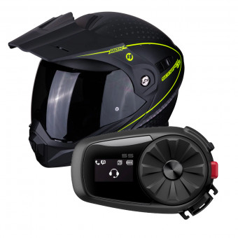 Klapp Scorpion ADX-1 Horizon Noir Mat Jaune Fluo + Kit Bluetooth Sena 5S Solo