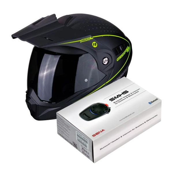 Klapp Scorpion ADX-1 Horizon Noir Mat Jaune Fluo + Kit Bluetooth Sena SMH5