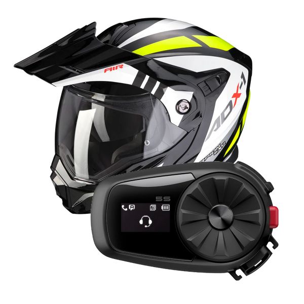 Klapp Scorpion ADX-1 Lontano Black Neon Yellow + Kit Bluetooth Sena 5S Solo