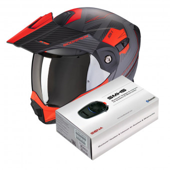 Klapp Scorpion ADX-1 Tucson Cement Gray Matt Red + Kit Bluetooth Sena SMH5