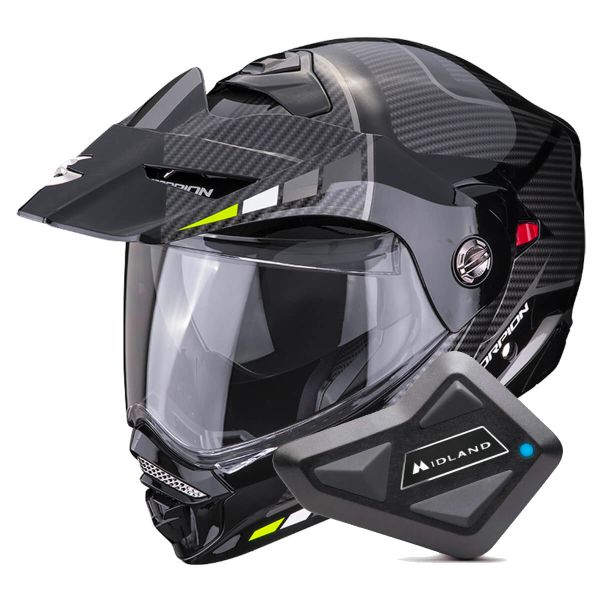 Klapp Scorpion ADX-2 Camino Black Silver Yellow Fluo + Kit Bluetooth BT Mini