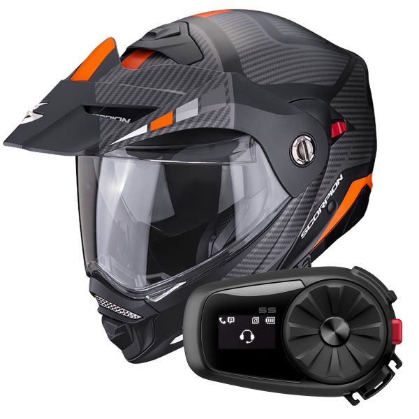 Klapp Scorpion ADX-2 Camino Matt Black Silver Orange + Kit Bluetooth 5S