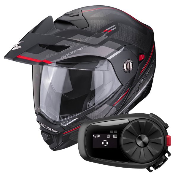 Klapp Scorpion ADX-2 Carrera Matt Black Red + Kit Bluetooth 5S