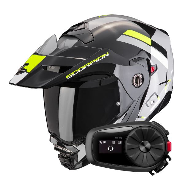 Klapp Scorpion ADX-2 Galane Grey Black Neon Yellow + Kit Bluetooth 5S Solo