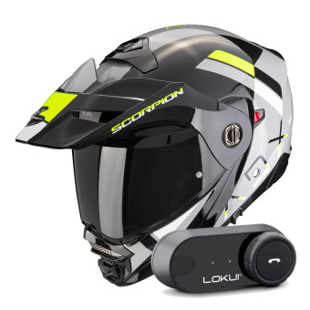 Klapp Scorpion ADX-2 Galane Grey Black Neon Yellow + Kit Bluetooth Lokui K30