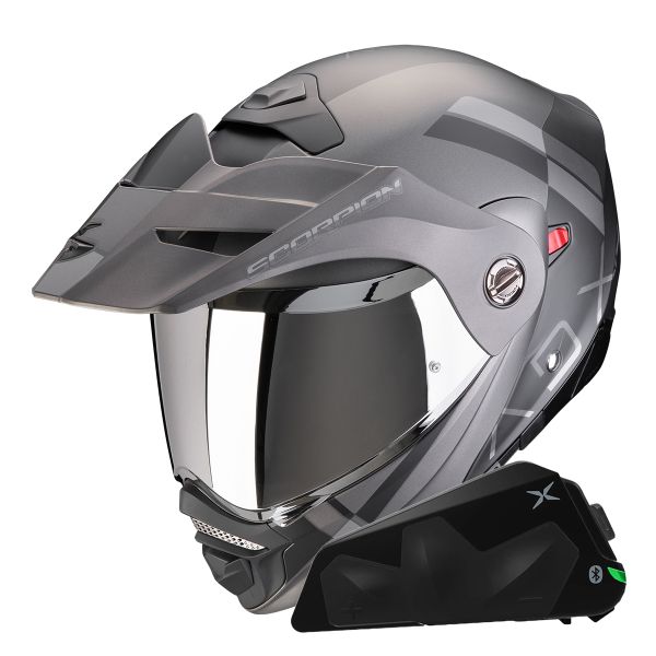 Klapp Scorpion ADX-2 Galane Matt Black Silver + Kit bluetooth Exo-Com Link-1C Solo