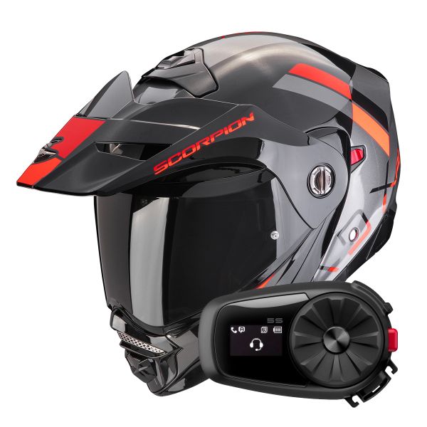 Klapp Scorpion ADX-2 Galane Silver Black Red + Kit Bluetooth 5S Solo