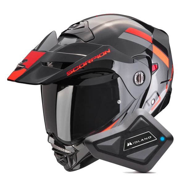 Klapp Scorpion ADX-2 Galane Silver Black Red + Kit Bluetooth BT Mini