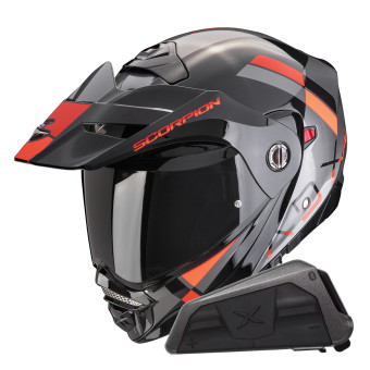 Klapp Scorpion ADX-2 Galane Silver Black Red + Kit bluetooth Exo-Com Link-1 Solo