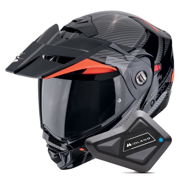 Klapp Scorpion ADX-2 Lewis Black Red + Kit Bluetooth BT Mini Klapp Scorpion ADX-2 Lewis Black Red + Kit Bluetooth BT Mini