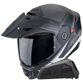 Klapp Scorpion ADX-2 Lewis Matt Black Silver + Kit bluetooth Exo-Com Link-1 Solo