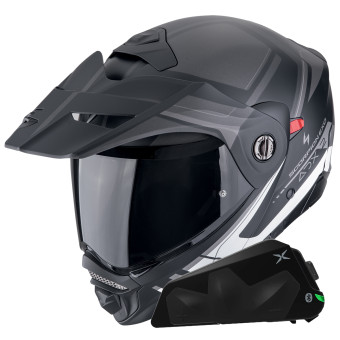 Klapp Scorpion ADX-2 Lewis Matt Black Silver + Kit bluetooth Exo-Com Link-1C Solo