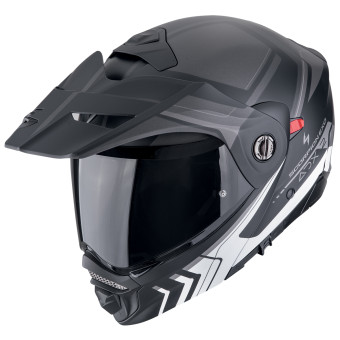 Scorpion ADX-2 Lewis Matt Black Silver + Kit bluetooth Exo-Com Link-1 Solo