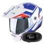 Casque Klapp Scorpion ADX-2 Lewis White Blue Red + Kit bluetooth 5R Lite
