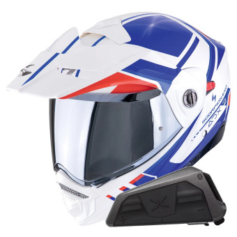 Klapp Scorpion ADX-2 Lewis White Blue Red + Kit bluetooth Exo-Com Link-1 Solo