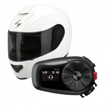 Casque Klapp Scorpion EXO 3000 Air White + Kit Bluetooth Sena 5S Solo Casque Klapp Scorpion EXO 3000 Air White + Kit Bluetooth Sena 5S Solo