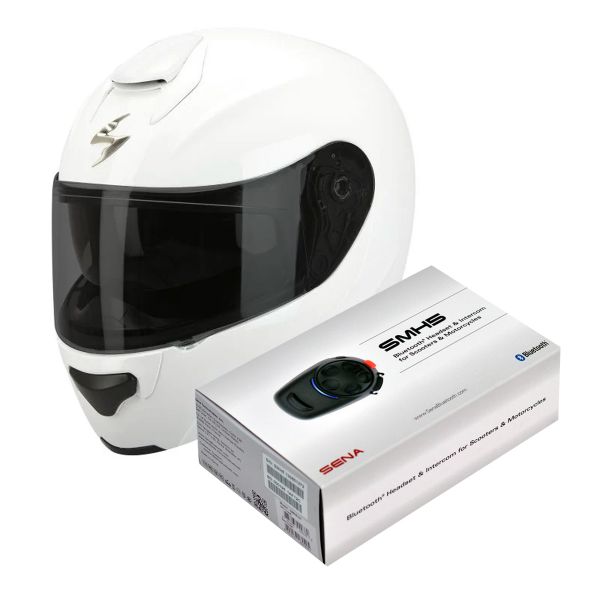 Klapp Scorpion EXO 3000 Air White + Kit Bluetooth Sena SMH5