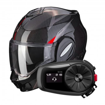 Klapp Scorpion EXO TECH Carbon Top Black Red + Kit Bluetooth Sena 5S