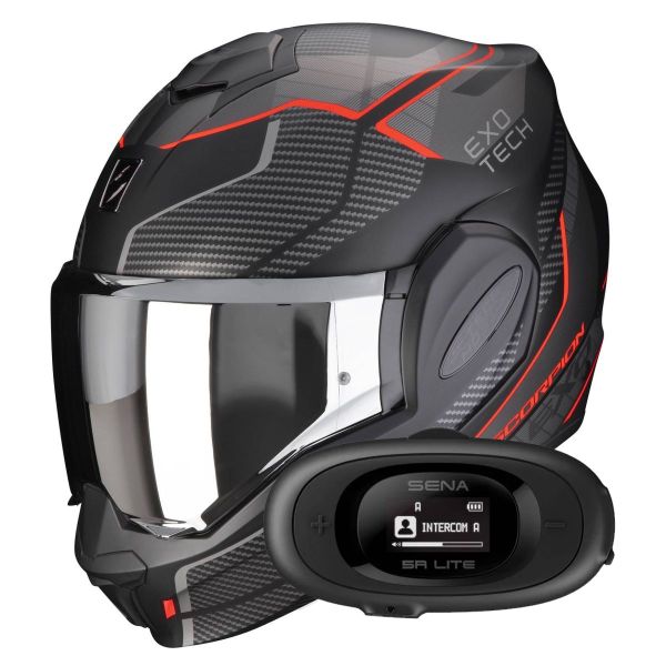 Klapp Scorpion Exo Tech Evo Animo Matt Black Red + Kit bluetooth 5R Lite