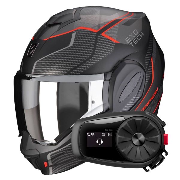 Klapp Scorpion Exo Tech Evo Animo Matt Black Red + Kit Bluetooth 5S