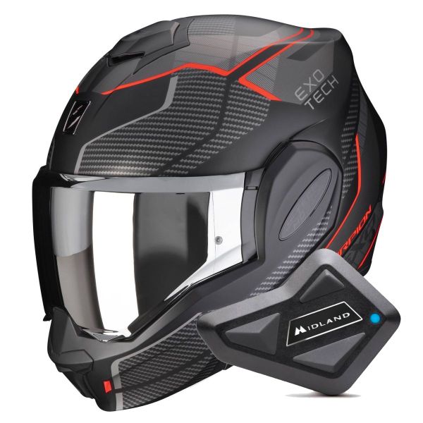 Klapp Scorpion Exo Tech Evo Animo Matt Black Red + Kit Bluetooth BT Mini