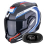 Casque Klapp Scorpion Exo Tech Evo Carbon Cosy Black Blue Red + Kit bluetooth 5R Lite