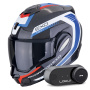 Casque Klapp Scorpion Exo Tech Evo Carbon Cosy Black Blue Red + Kit Bluetooth Lokui K30