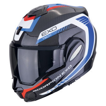 Scorpion Exo Tech Evo Carbon Cosy Black Blue Red + Kit bluetooth Exo-Com Link-1C