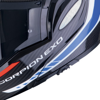 Scorpion Exo Tech Evo Carbon Cosy Black Blue Red + Kit bluetooth Exo-Com Link-1C