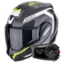 Casque Klapp Scorpion Exo Tech Evo Carbon Cosy Black Yellow Fluo + Kit Bluetooth 5S Solo