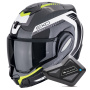 Casque Klapp Scorpion Exo Tech Evo Carbon Cosy Black Yellow Fluo + Kit Bluetooth BT Mini