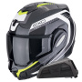 Casque Klapp Scorpion Exo Tech Evo Carbon Cosy Black Yellow + Kit bluetooth Exo-Com Link-1
