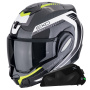 Casque Klapp Scorpion Exo Tech Evo Carbon Cosy Black Yellow + Kit bluetooth Exo-Com Link-1C