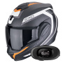 Casque Klapp Scorpion Exo Tech Evo Carbon Cosy Matt Black Orange + Kit bluetooth 5R Lite