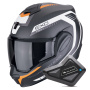 Casque Klapp Scorpion Exo Tech Evo Carbon Cosy Matt Black Orange + Kit Bluetooth BT Mini