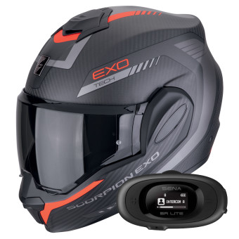 Klapp Scorpion Exo Tech Evo Carbon Cosy Matt Black Red + Kit bluetooth 5R Lite