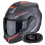 Casque Klapp Scorpion Exo Tech Evo Carbon Cosy Matt Black Red + Kit bluetooth 5R Lite