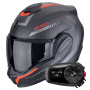 Casque Klapp Scorpion Exo Tech Evo Carbon Cosy Matt Black Red + Kit Bluetooth 5S Solo