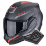 Casque Klapp Scorpion Exo Tech Evo Carbon Cosy Matt Black Red + Kit Bluetooth BT Mini