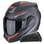Casque Klapp Scorpion Exo Tech Evo Carbon Cosy Matt Black Red + Kit bluetooth Exo-Com Link-1