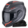 Casque Klapp Scorpion Exo Tech Evo Carbon Cosy Matt Black Red + Kit bluetooth Exo-Com Link-1C