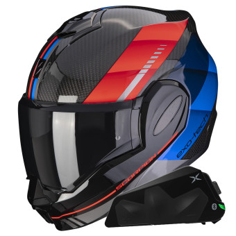 Klapp Scorpion Exo Tech Evo Carbon Genus Black Blue Red + Kit bluetooth Exo-Com Link-1C