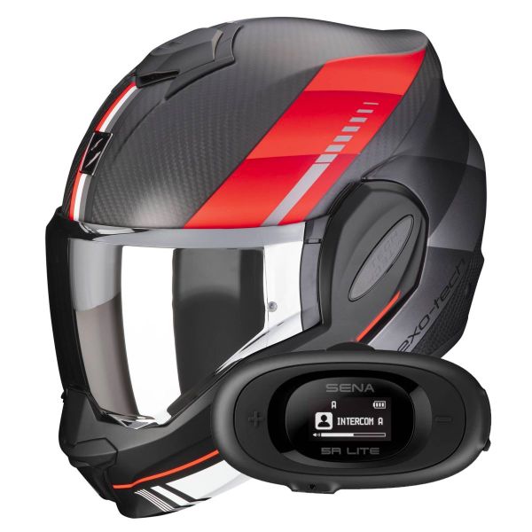 Klapp Scorpion Exo Tech Evo Carbon Genus Matt Black Red + Kit bluetooth 5R Lite