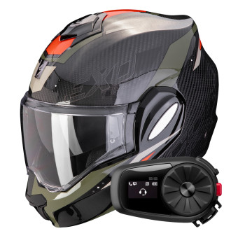 Klapp Scorpion Exo Tech Evo Carbon Rover Black Green + Kit Bluetooth 5S Solo