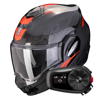 Klapp Scorpion Exo Tech Evo Carbon Rover Black Red + Kit Bluetooth 5S Solo